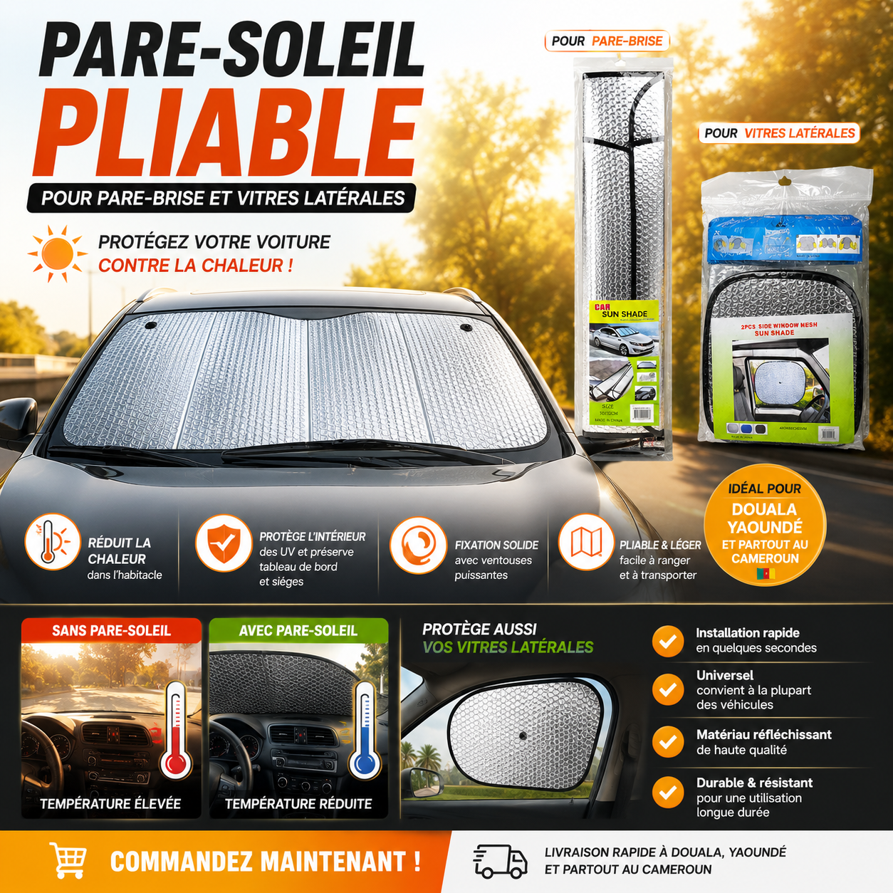 Pare-Soleil Pliable Pour pare-Brise Avant  De Voiture