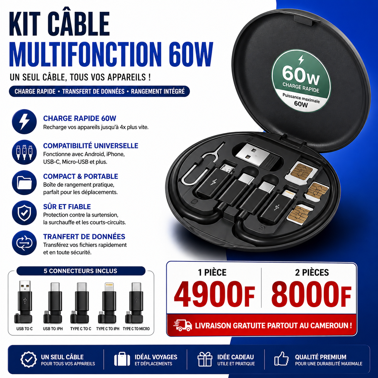 Kit câble multifonction (60W)