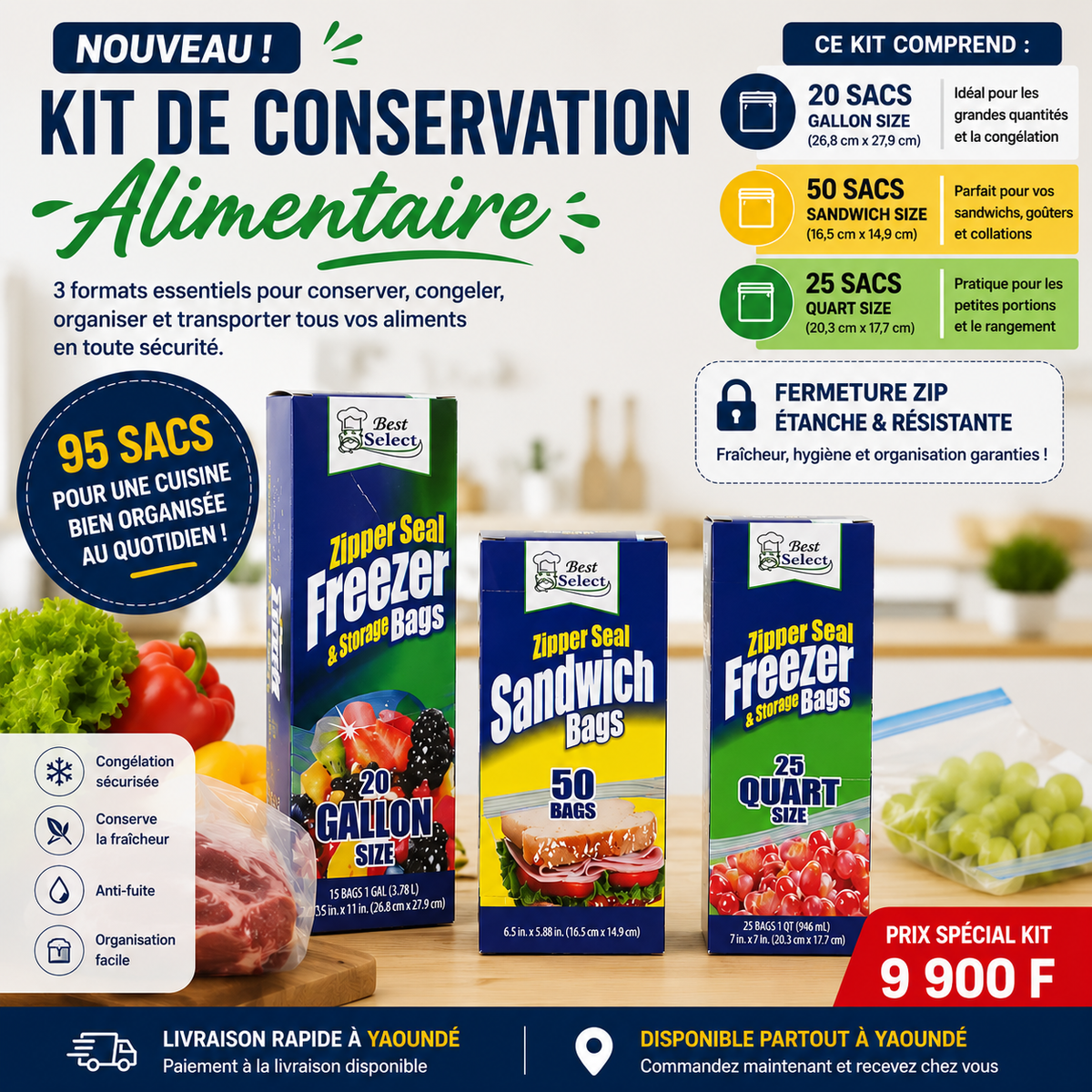 Kit de Conservation Alimentaire - Pack 95 Sacs