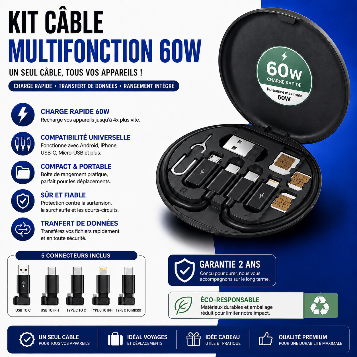 Kit câble multifonction (60W)