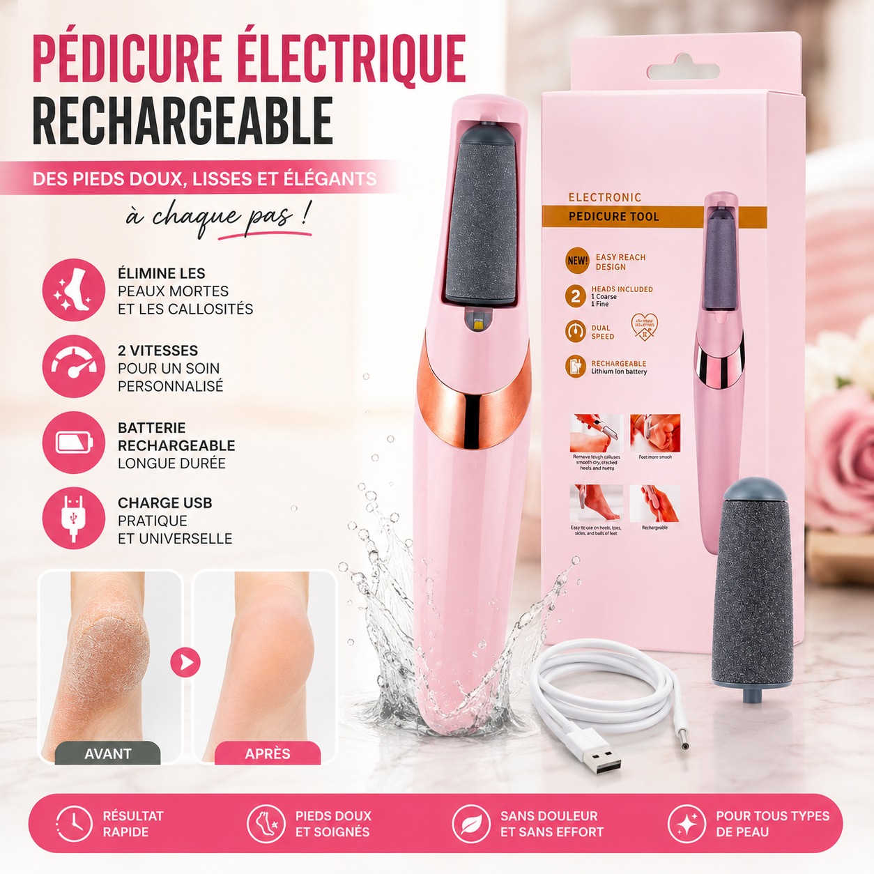Kit de pédicure portable & rechargeable
